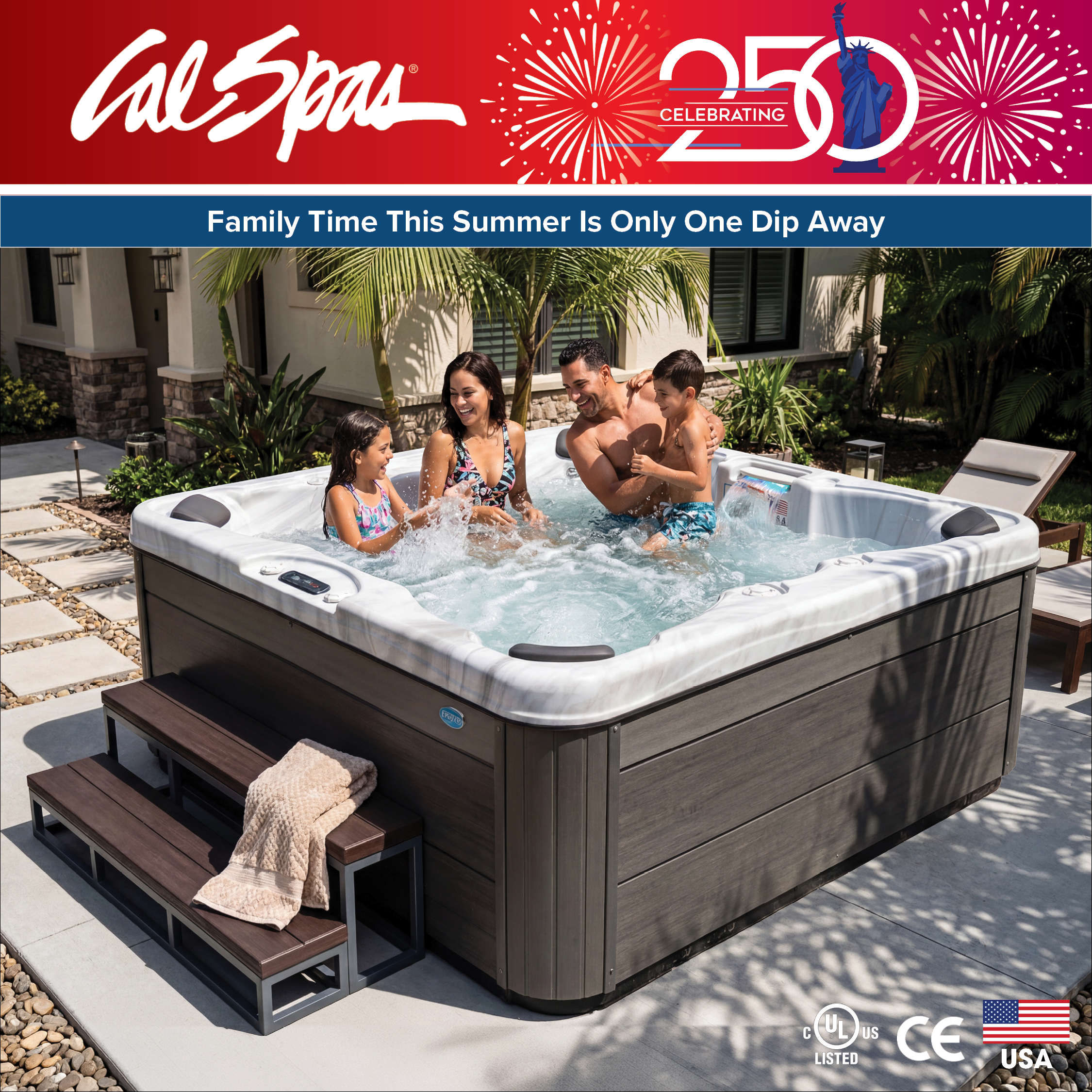 Calspas hot tub being used in a family setting - Augusta Richmond